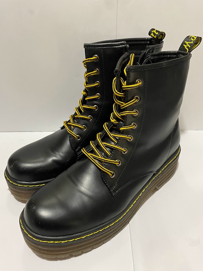 Black boots with Yellow Highlights